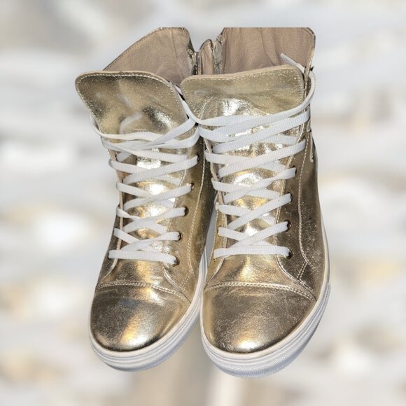 Michael Pasinkoff Gold Leather Star High-Top sz 9 / 40 - Picture 2 of 8